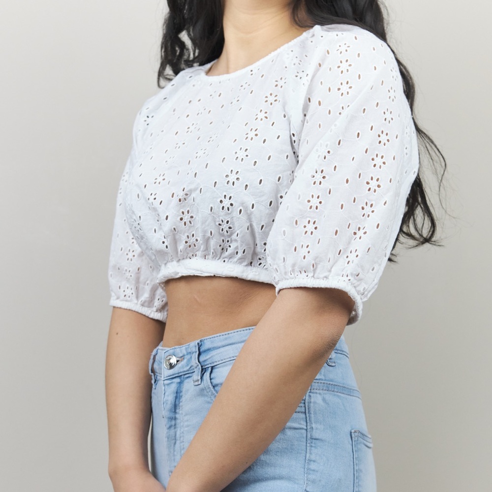 Oak+Fort eyelet tie back crop top